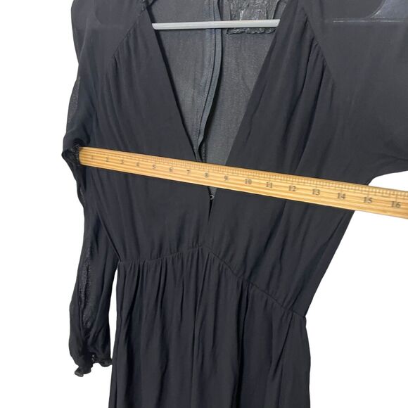 Reformation Black V Neck Midi Dress Women’s Size 0 Long Sleeve Plunge Minimal - Picture 11 of 11